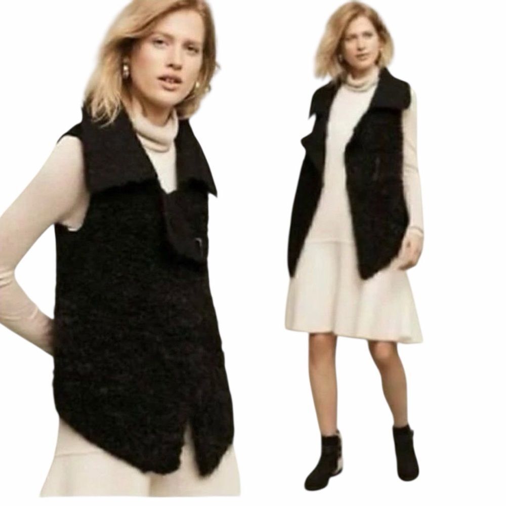 Antropologie/Sleeping On Show Mohair Wool Tavan Black Cardigan Open Front SZ XL